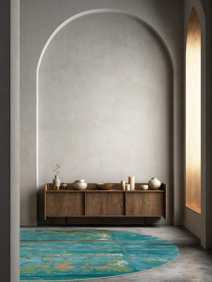 Runder Teppich 'Domont' 120cm - Türkis