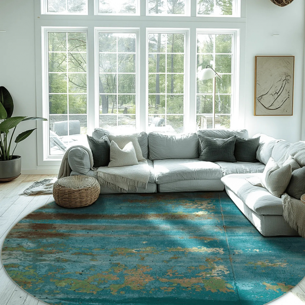 Runder Teppich 'Domont' 120cm - Türkis