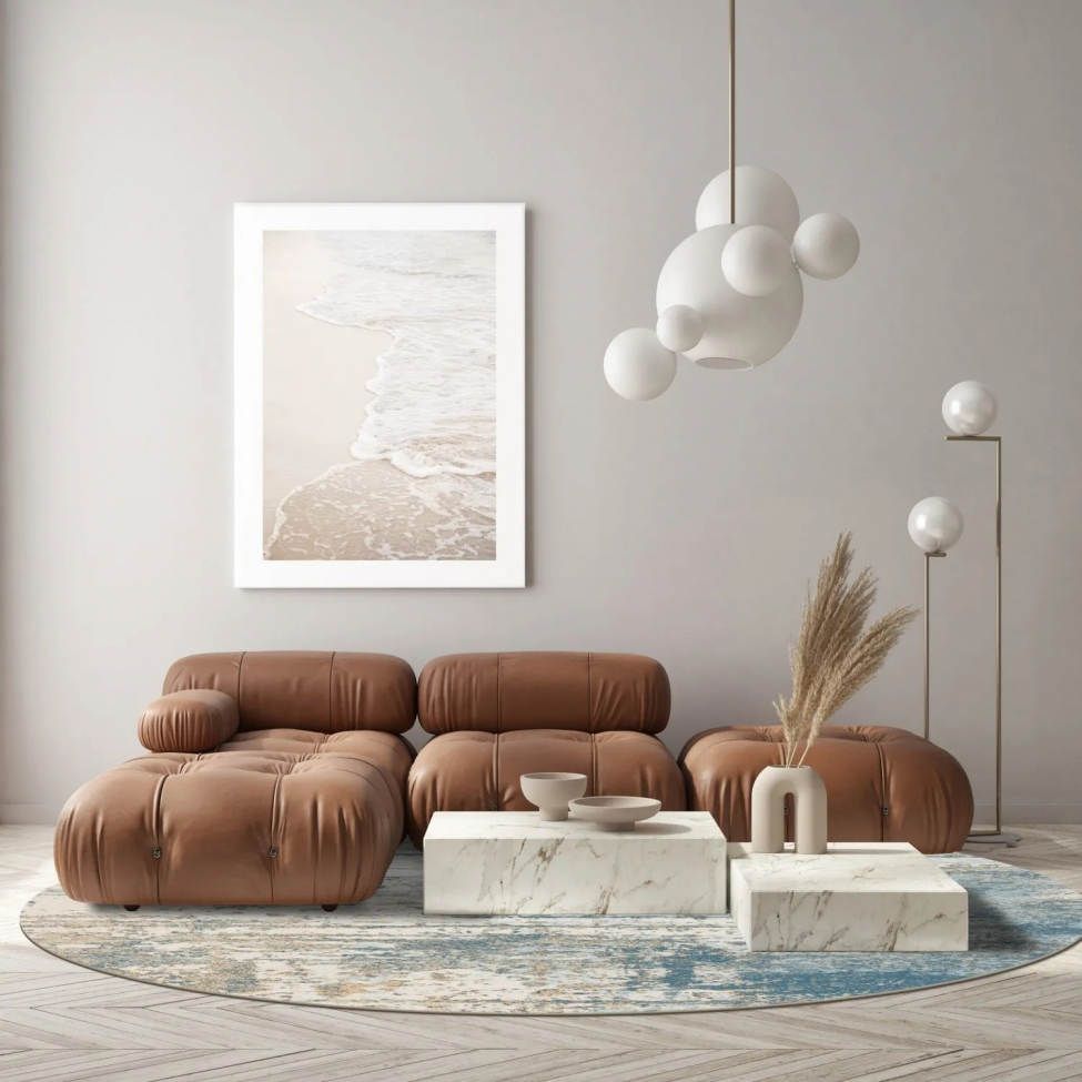 Runder Teppich 'Kebira' 120cm – Blau