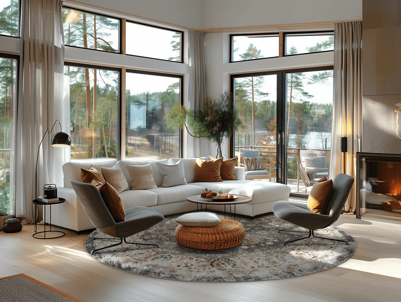 Runder Teppich 'Bouhjar' 120cm – Grau/Mehrfarbig