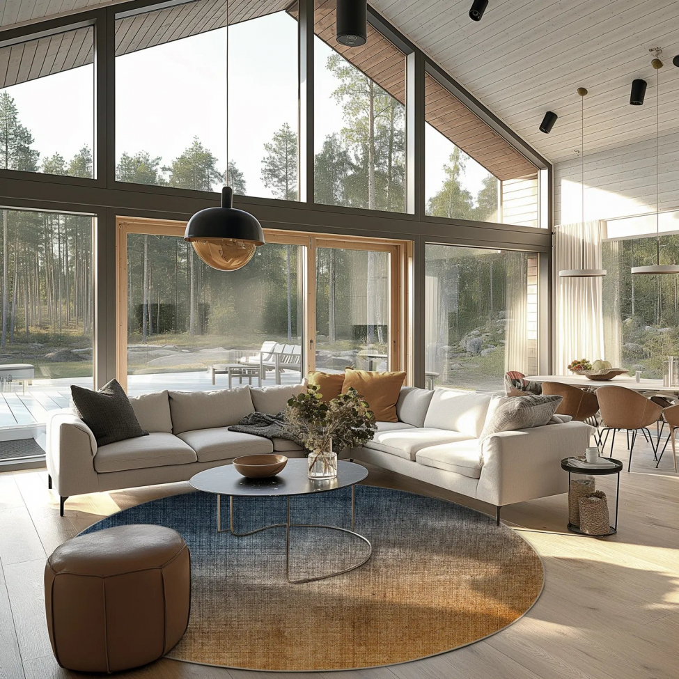 Runder Teppich 'Librilla' 120cm - Braun/Blau