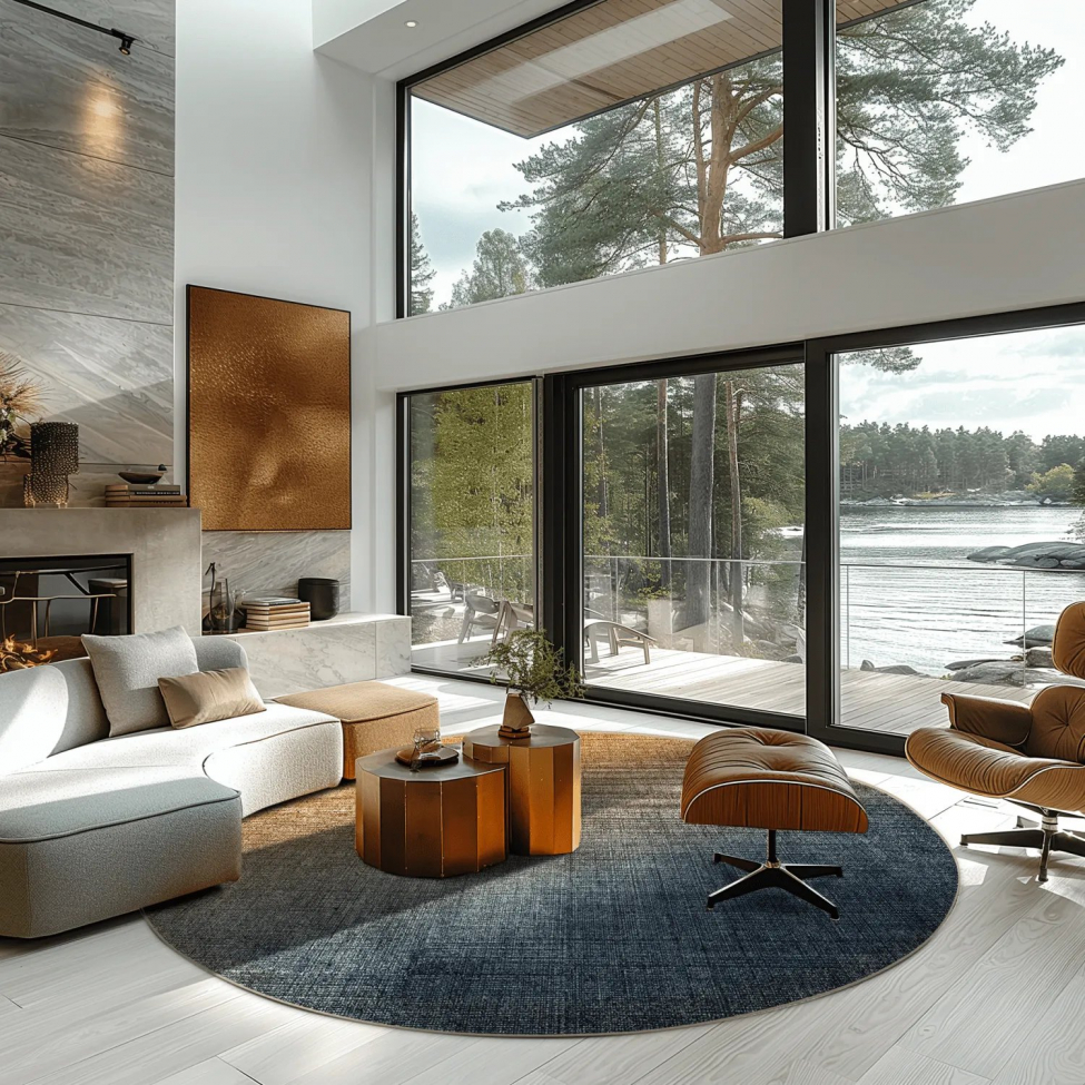 Runder Teppich 'Librilla' 120cm - Braun/Blau