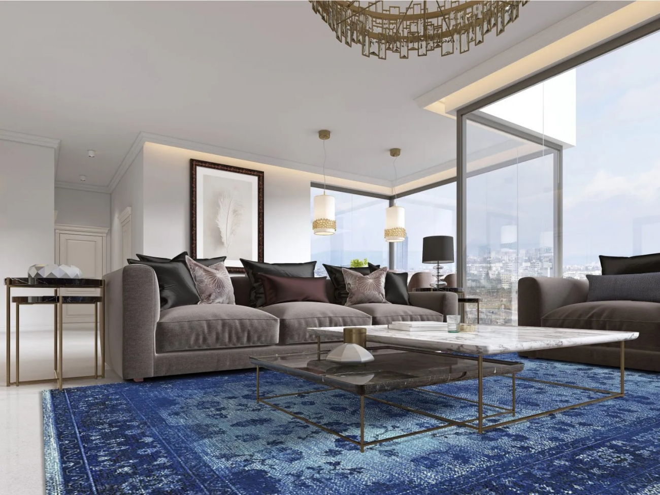 Wilton Matte 'Gombalia' 80x150cm - Blau