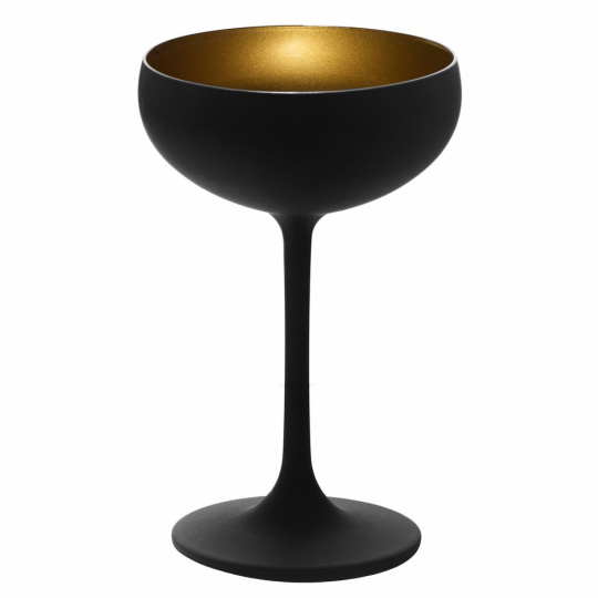 Champagnerschale 'Olympic' 6pSchwarz / Gold Glas